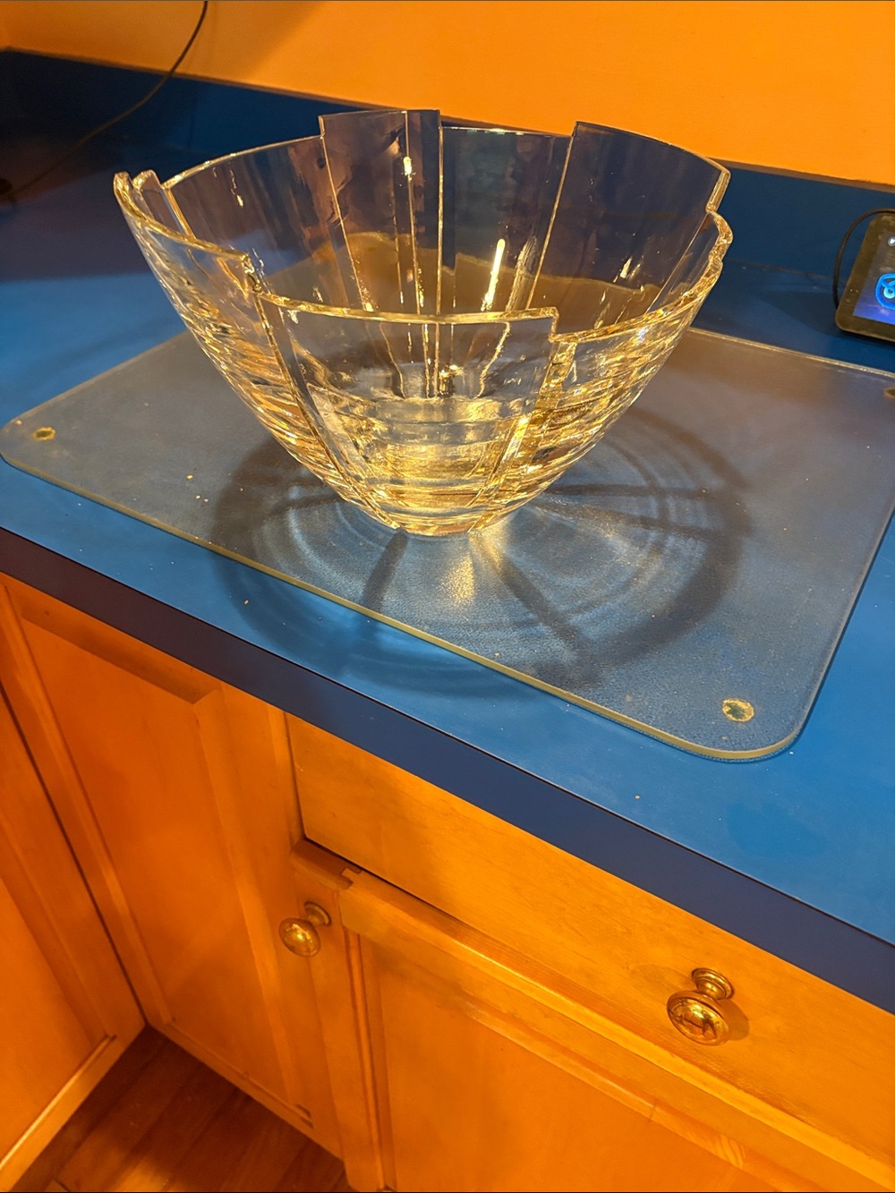 Clear Glass Decorative Serving Bowl - Elegant Crystal-Style Centerpiece
